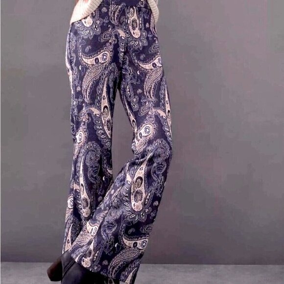 Anthropologie Maeve Maria Metallic Paisley Wide Leg Boho Pants Size 6 - Picture 1 of 9